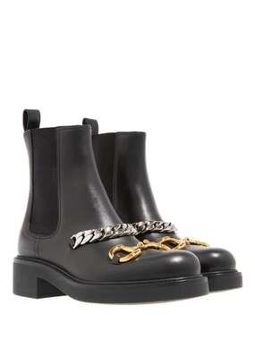 NWT Gucci  Deva Horsebit Chain Chelsea Ankle Boots Black Leather Women's EU 42